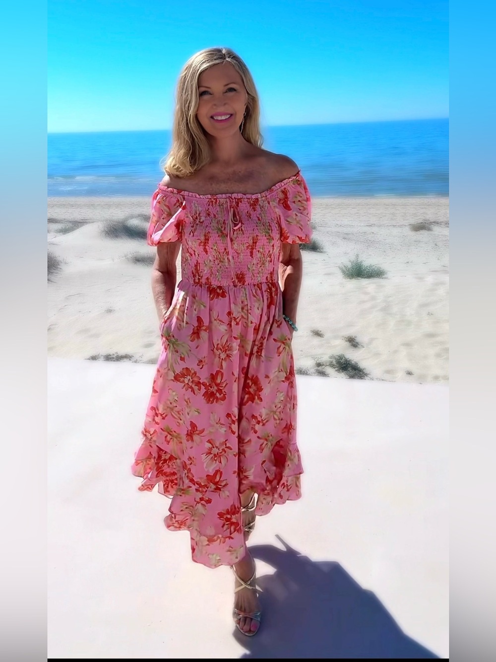 NWT Pink Floral Puff-Sleeve Dres-S - Picture 11 of 17